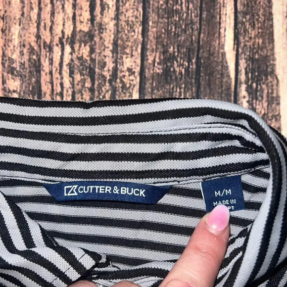 Cutter & Buck Men's‎ Medium Carolina Panthers Short Sleeve Striped Polo Shirt - Picture 3 of 4